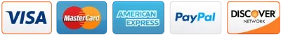 Accepted payment methods - Visa, Mastercard, American Express, Discover